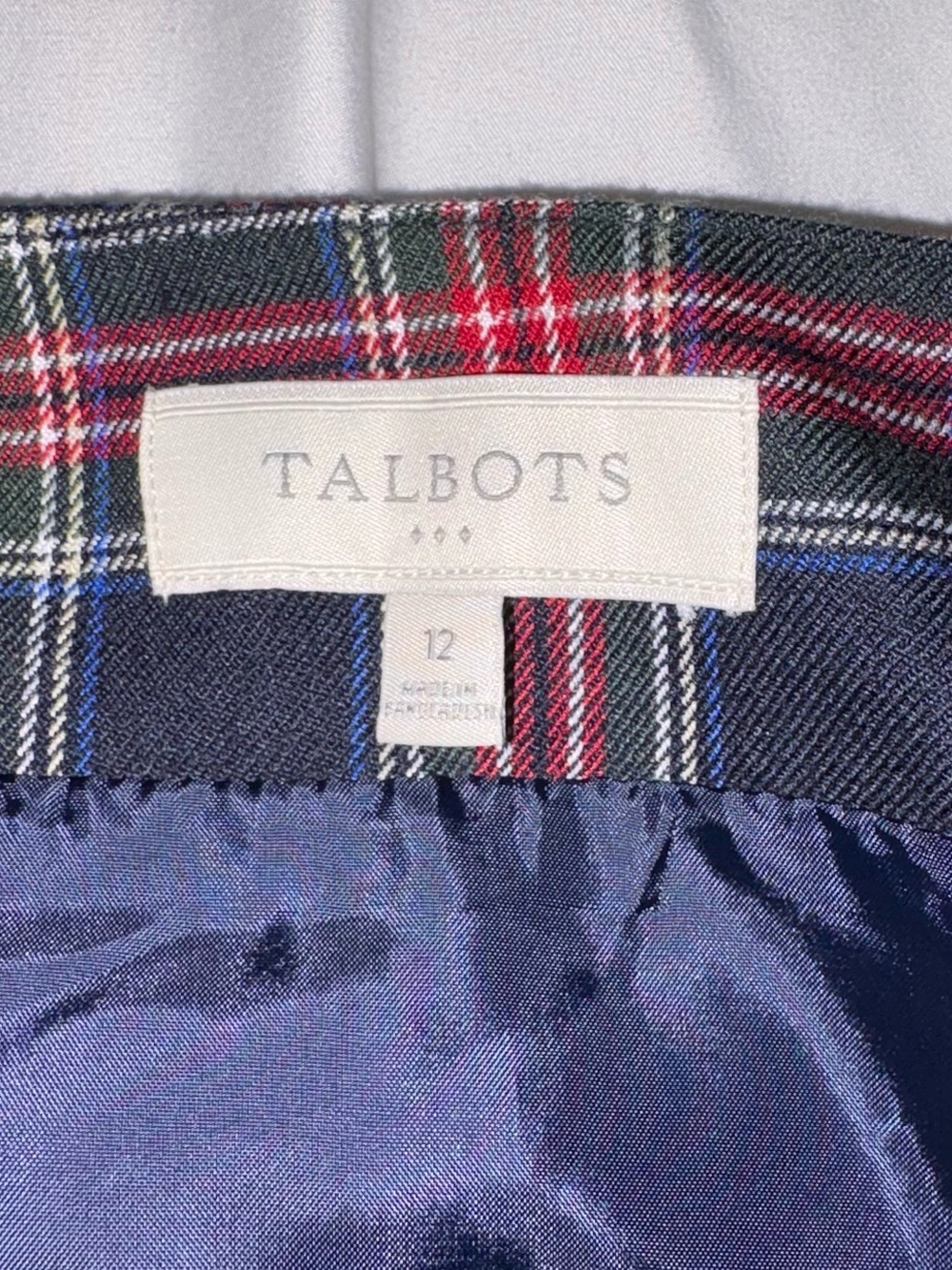 NWT! Talbots | Talbots Tartan Navy Plaid Skirt Size 12 New - Picture 2 of 8